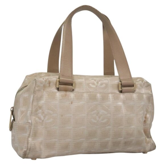 CHANEL New Travel line Hand Bag Nylon Beige CC Auth ti2693 - Picture 1 of 16